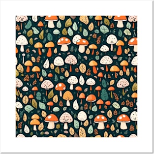 Cute mushrooms pattern Posters and Art